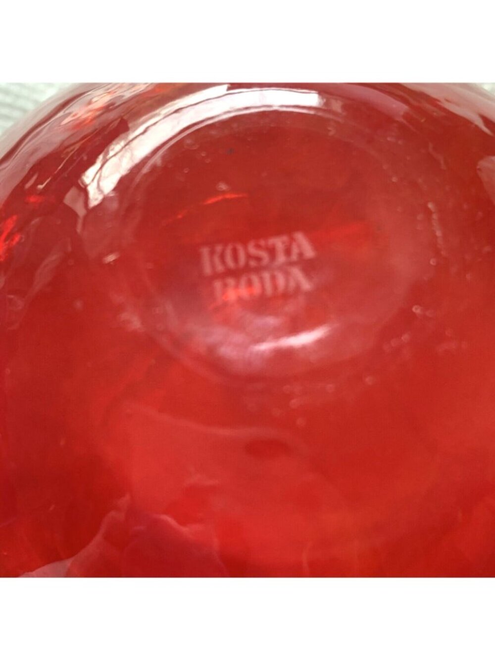 Kosta Boda Atoll Bowl Paperweight Anna Ehrner Red Swirl Art Glass Sweden - Picture 4 of 12